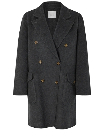 Rabens Saloner - Leanna Double Felt Wool Mantel - Dark Grey Melange